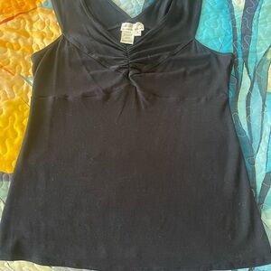 Max Studio Specialty Products Black Ruched Sleeveless Tank Top